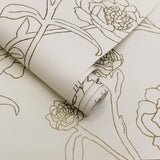 DecoratorsBest Delicate Peony Metallic Gold Peel and Stick Wallpaper, 56 sq. ft.