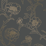 Tempaper Delicate Peony Black Peel and Stick Wallpaper, 56 sq. ft.