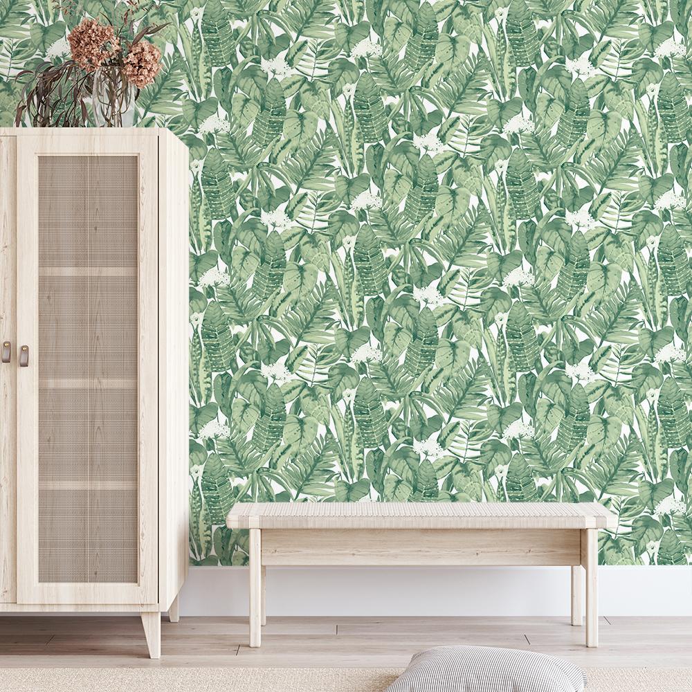 DecoratorsBest Paradise Palm Green Peel and Stick Wallpaper, 56 sq. ft.