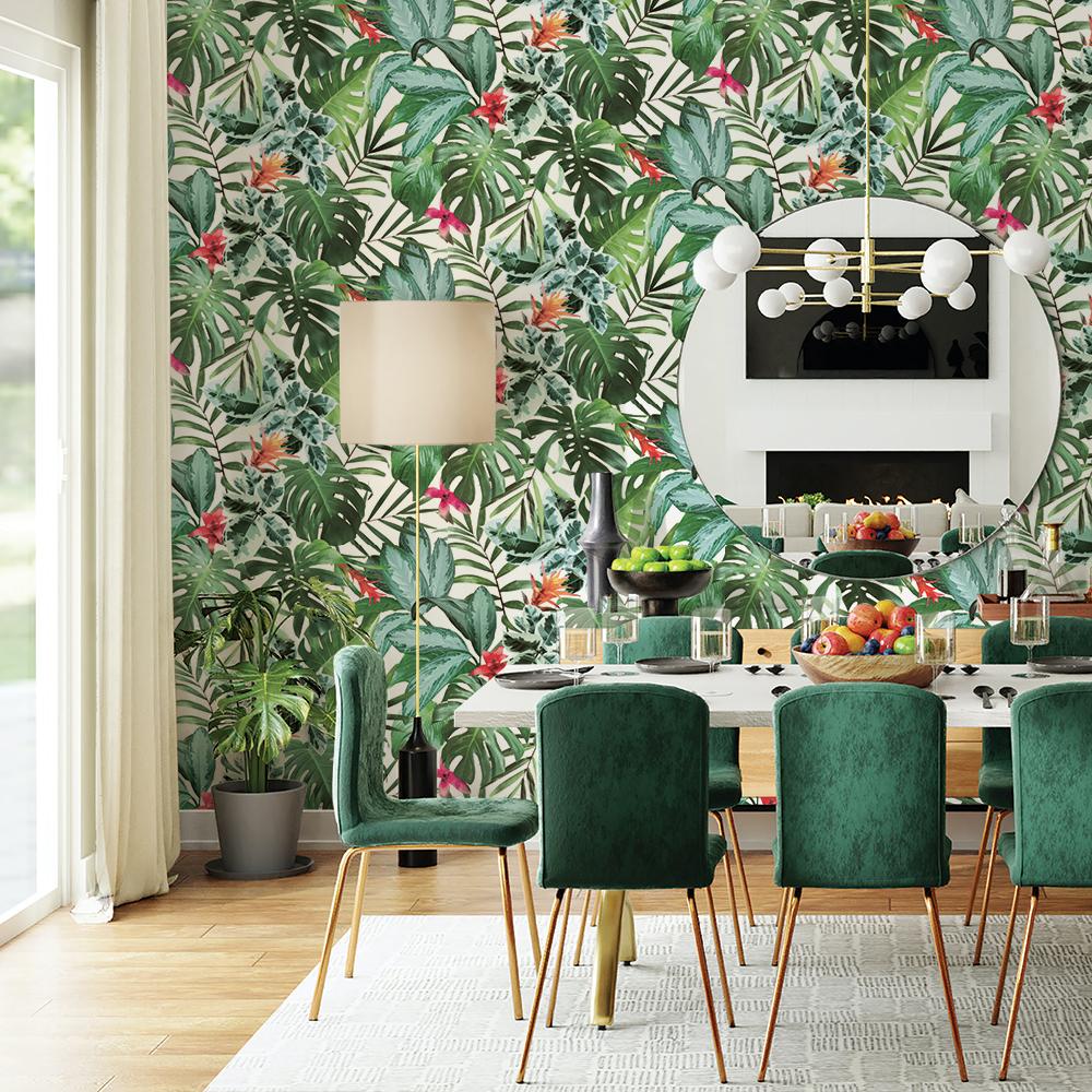 DecoratorsBest Tropical Rainforest Green Peel and Stick Wallpaper, 60 sq. ft.
