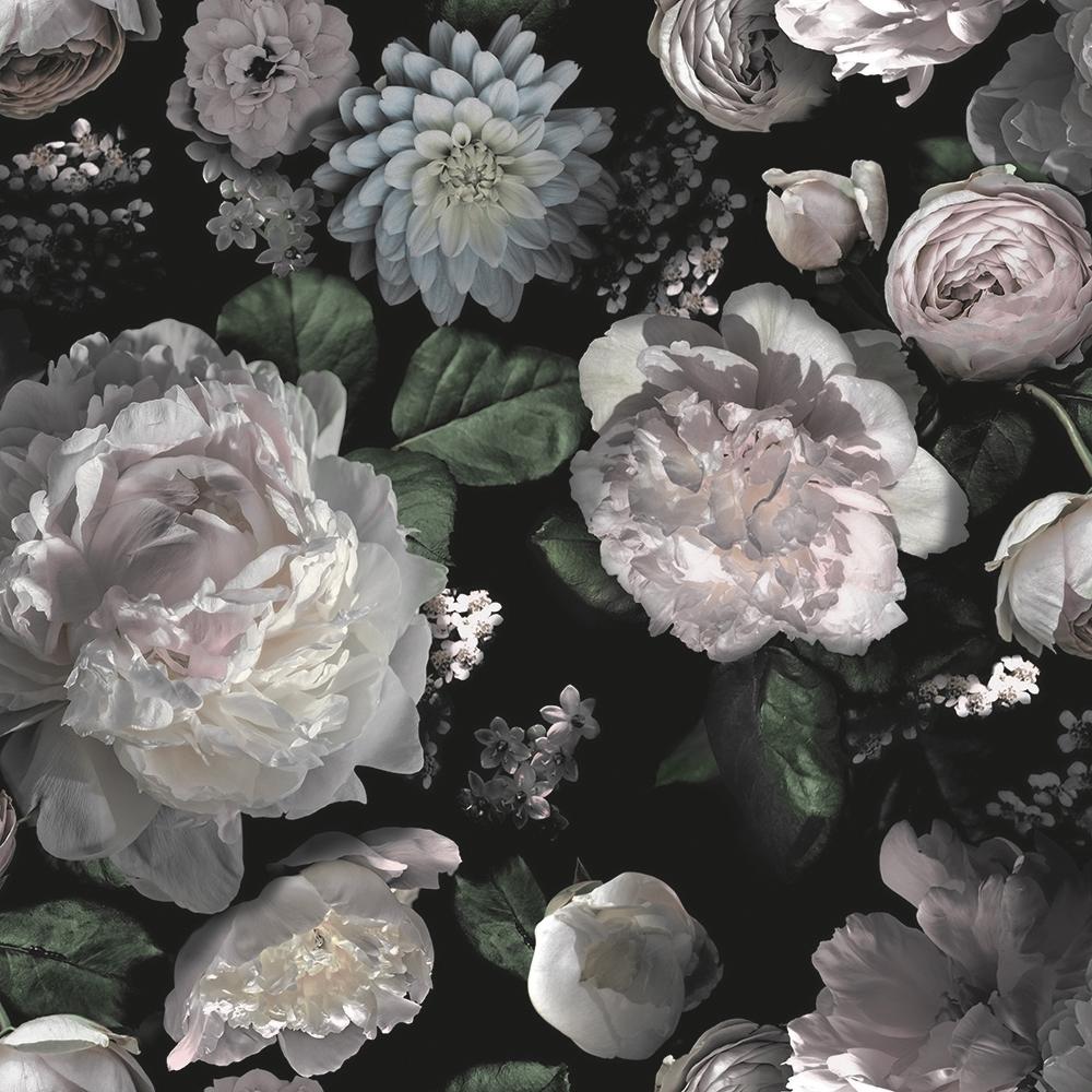 Tempaper Dark Florals Black Peel and Stick Wallpaper, 60 sq. ft.