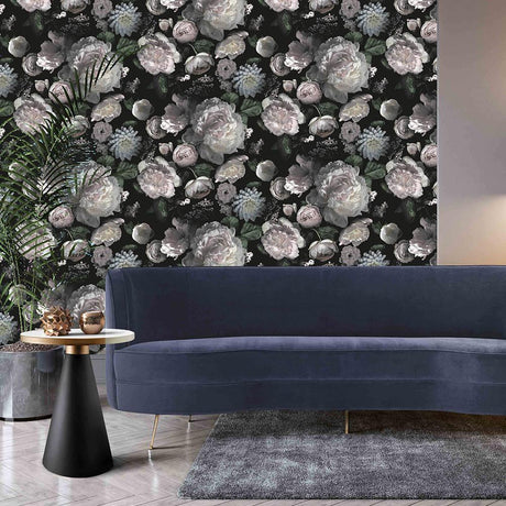 DecoratorsBest Dark Florals Black Peel and Stick Wallpaper, 60 sq. ft.
