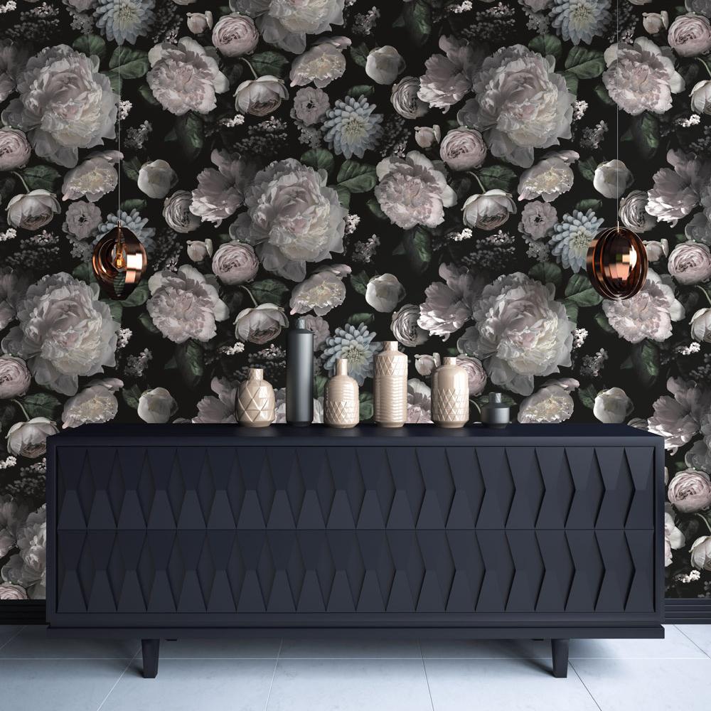 DecoratorsBest Dark Florals Black Peel and Stick Wallpaper, 60 sq. ft.