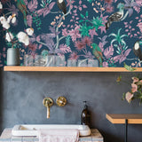 DecoratorsBest Tropical Birds Blue Peel and Stick Wallpaper, 56 sq. ft.