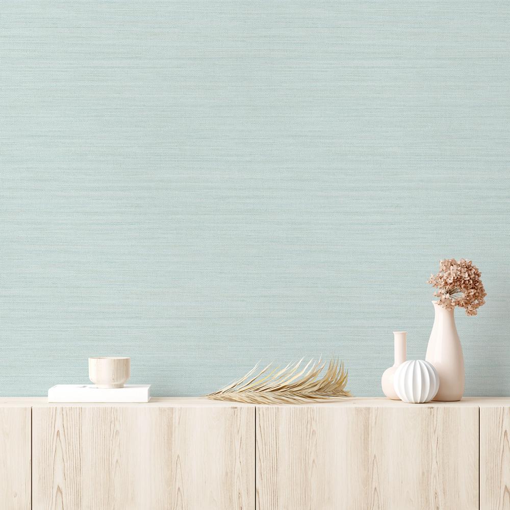 DecoratorsBest Faux Grasscloth Blue Green Peel and Stick Wallpaper, 56 sq. ft.