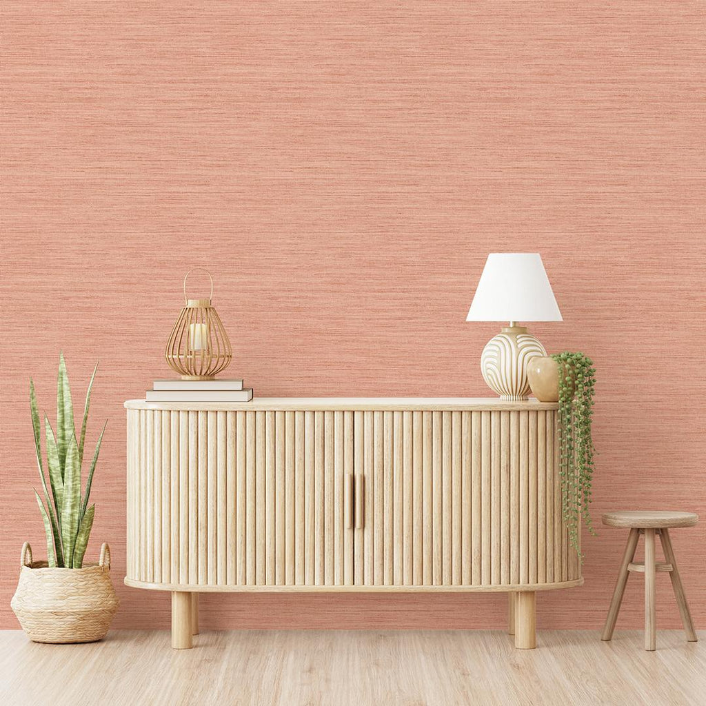 DecoratorsBest Faux Grasscloth Pink Peach Peel and Stick Wallpaper, 56 sq. ft.