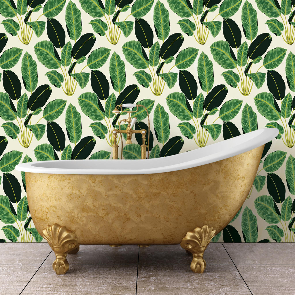DecoratorsBest Jungle Leaves by Genevieve Gorder Green Peel and Stick Wallpaper, 56 sq. ft.