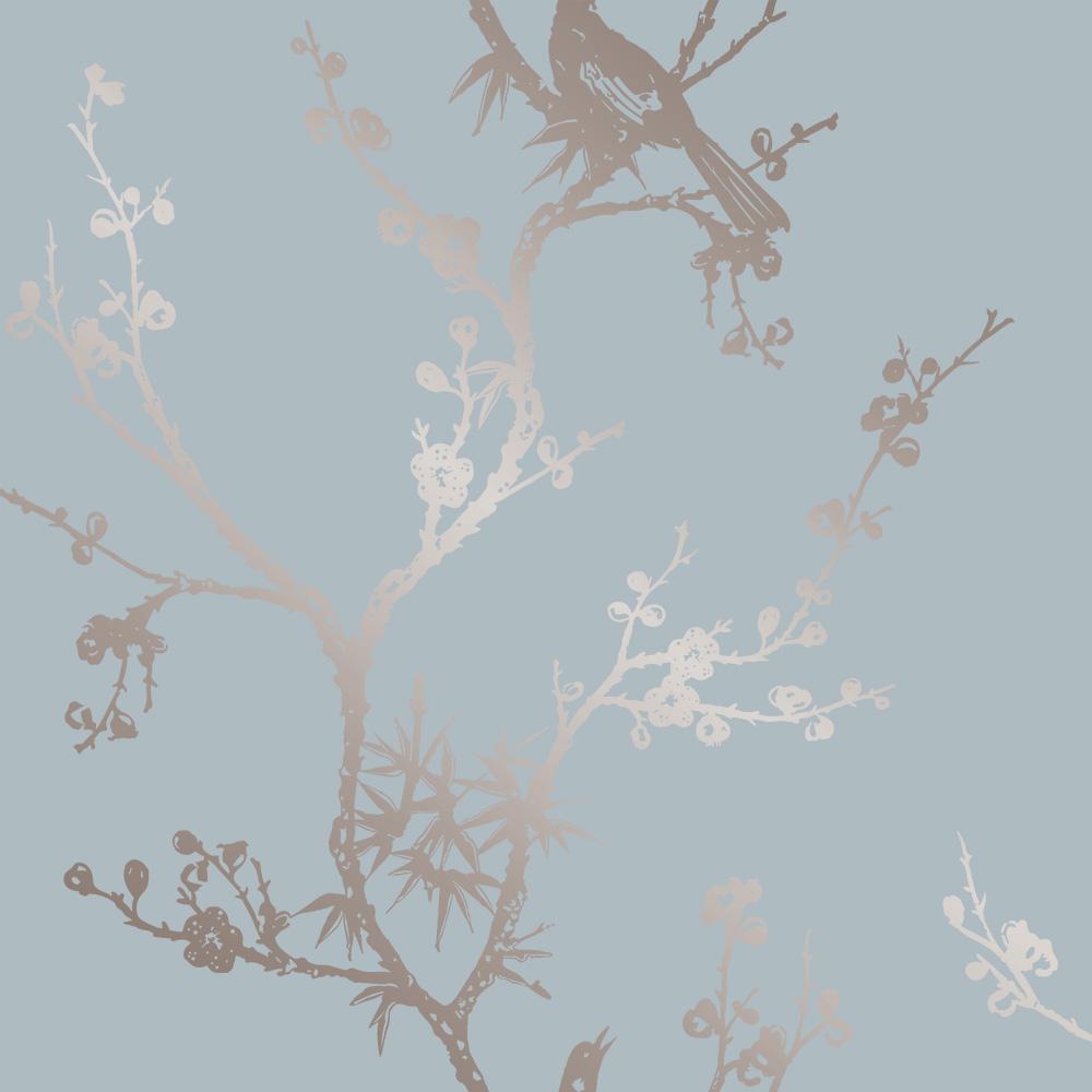 DecoratorsBest Birds by Cynthia Rowley Silver and Blue Peel and Stick Wallpaper, 60 sq. ft.