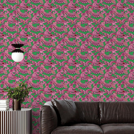 DecoratorsBest Paisley by alice & olivia Pink and Green Peel and Stick Wallpaper, 56 sq. ft.