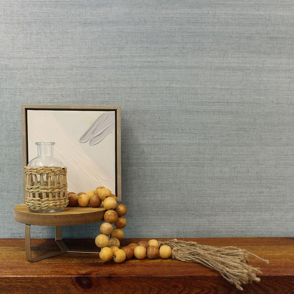 DecoratorsBest Grasscloth Sisal Blue Handwoven Wallpaper, 72 sq. ft.