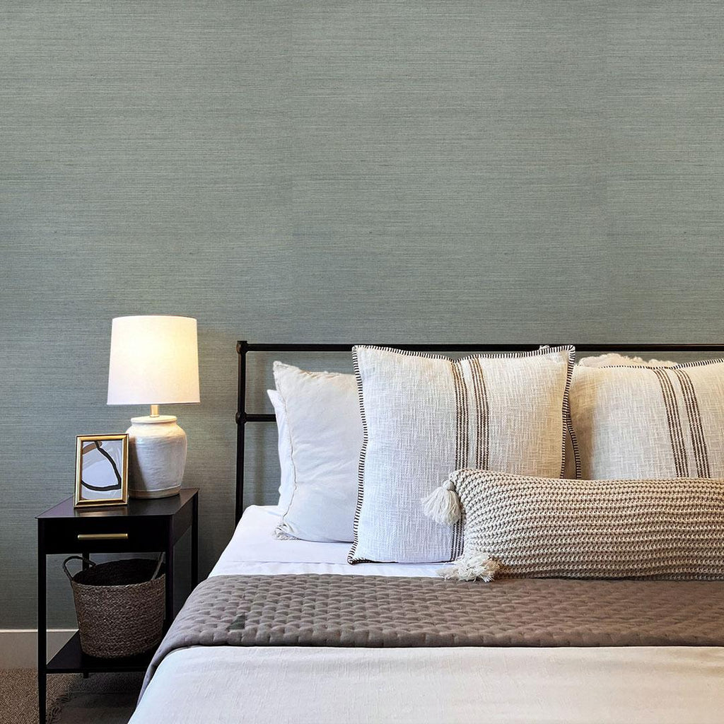 DecoratorsBest Grasscloth Sisal Grey Blue Handwoven Wallpaper, 72 sq. ft.