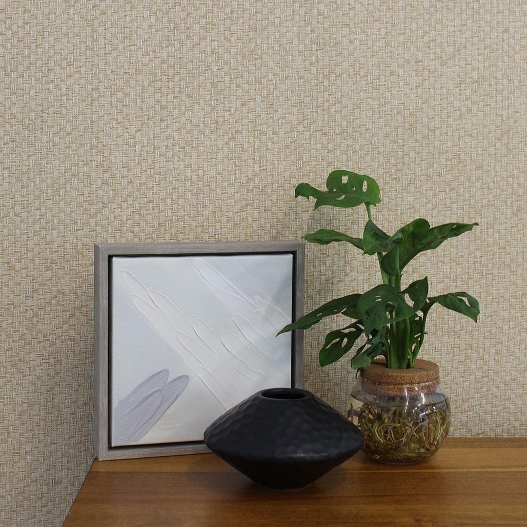 DecoratorsBest Grasscloth Stranded Boxweave Natural Tan Handwoven Wallpaper, 72 sq. ft.