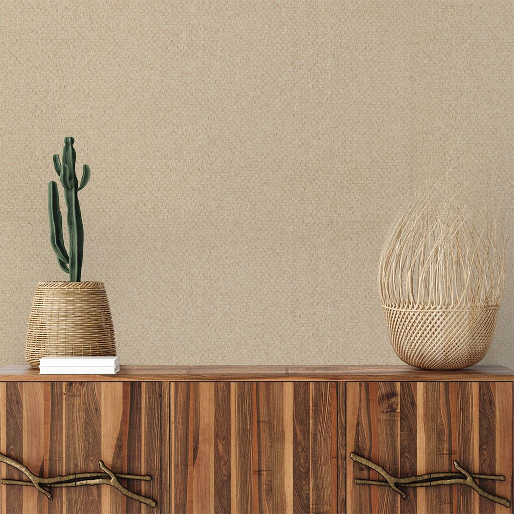 DecoratorsBest Grasscloth Stranded Boxweave Natural Tan Handwoven Wallpaper, 72 sq. ft.