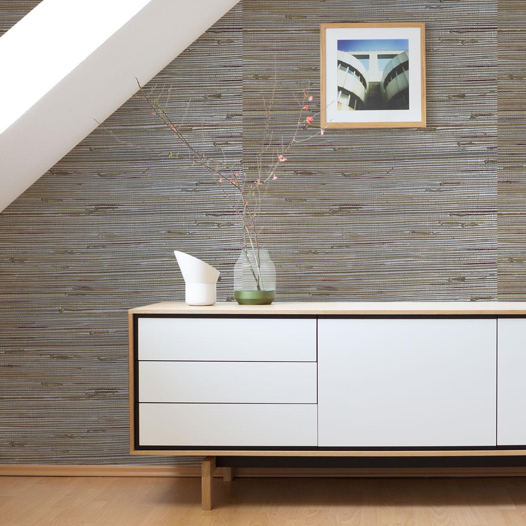 DecoratorsBest Grasscloth Boodle Neutral and Silver Handwoven Wallpaper, 72 sq. ft.