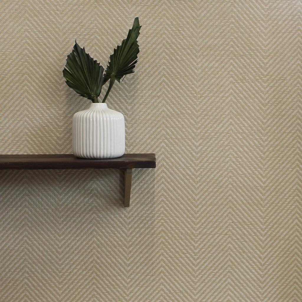 DecoratorsBest Grasscloth Herringbone Light Tan Handwoven Wallpaper, 72 sq. ft.