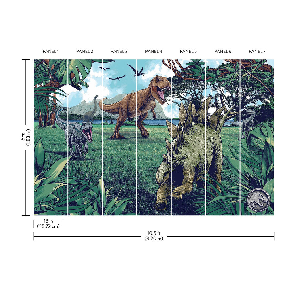 RoomMates Jurassic Park Peel And Stick Mural Green Wallpaper