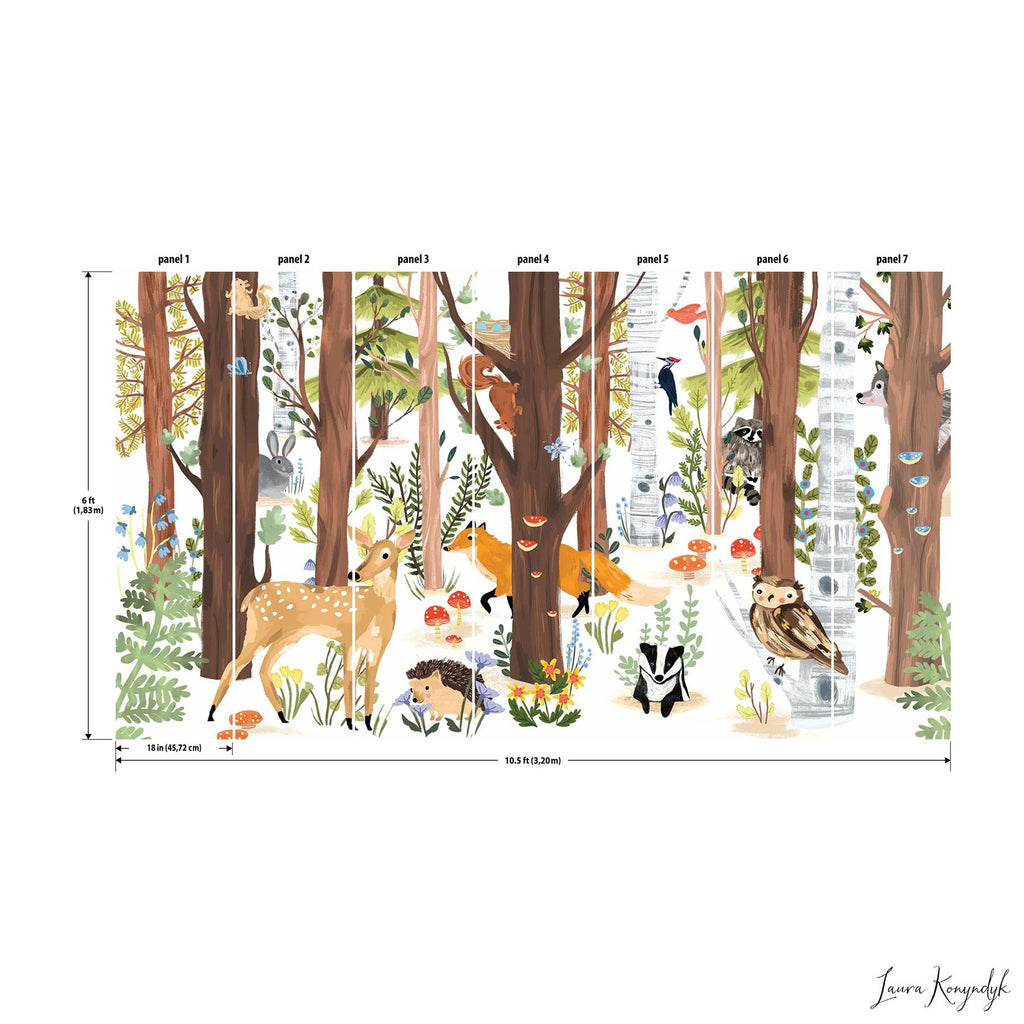 RoomMates Forest Animal Hide And Seek Peel And Stick Wall Mural Brown Wallpaper