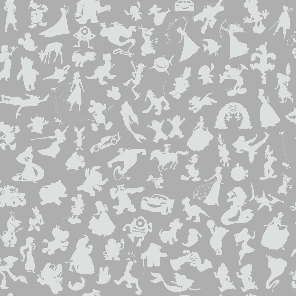 RoomMates Disney100thAnniversary Characters Silver Peel and Stick Silver Wallpaper