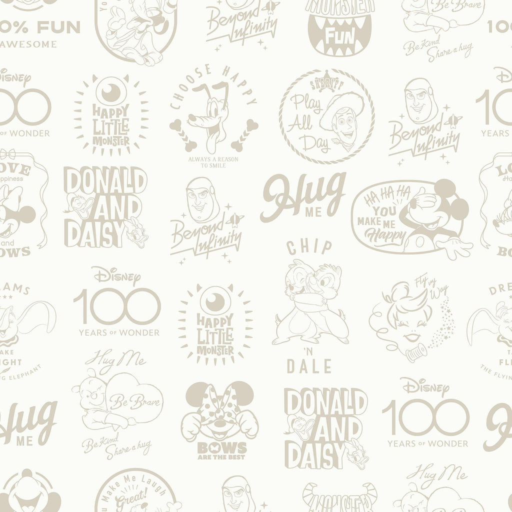 RoomMates Disney 100th Anniversary Icons Beige Peel and Stick Neutral Wallpaper
