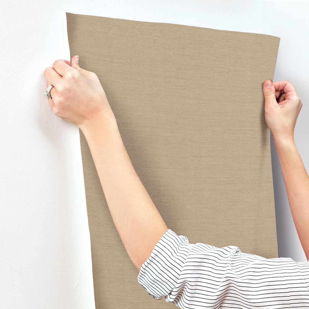 York Light Caramel Shimmering Linen Brown Wallpaper
