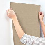 York Light Caramel Shimmering Linen Brown Wallpaper