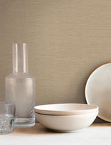 York Light Caramel Shimmering Linen Brown Wallpaper