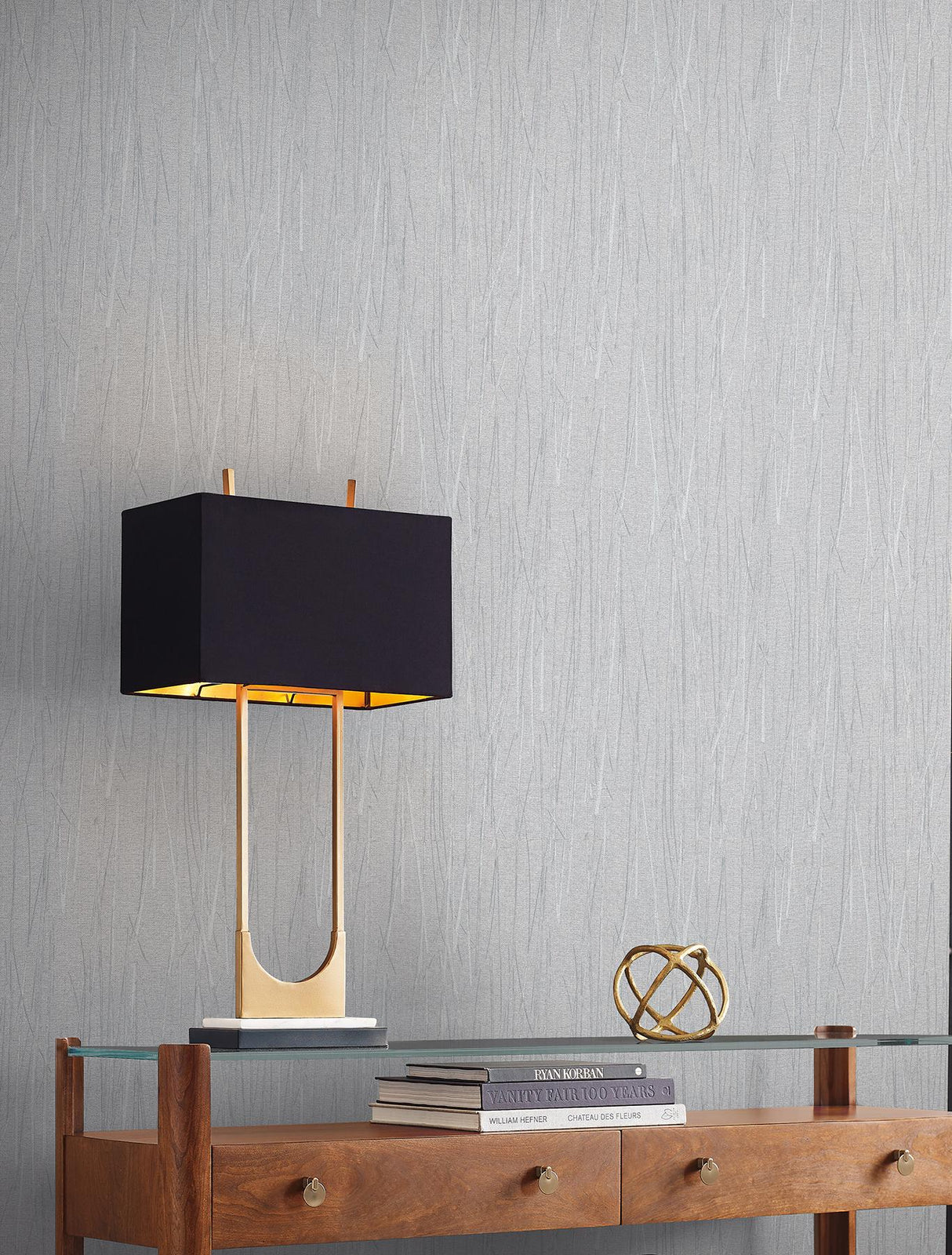 York Grey Piedmont Bamboo Grey Wallpaper