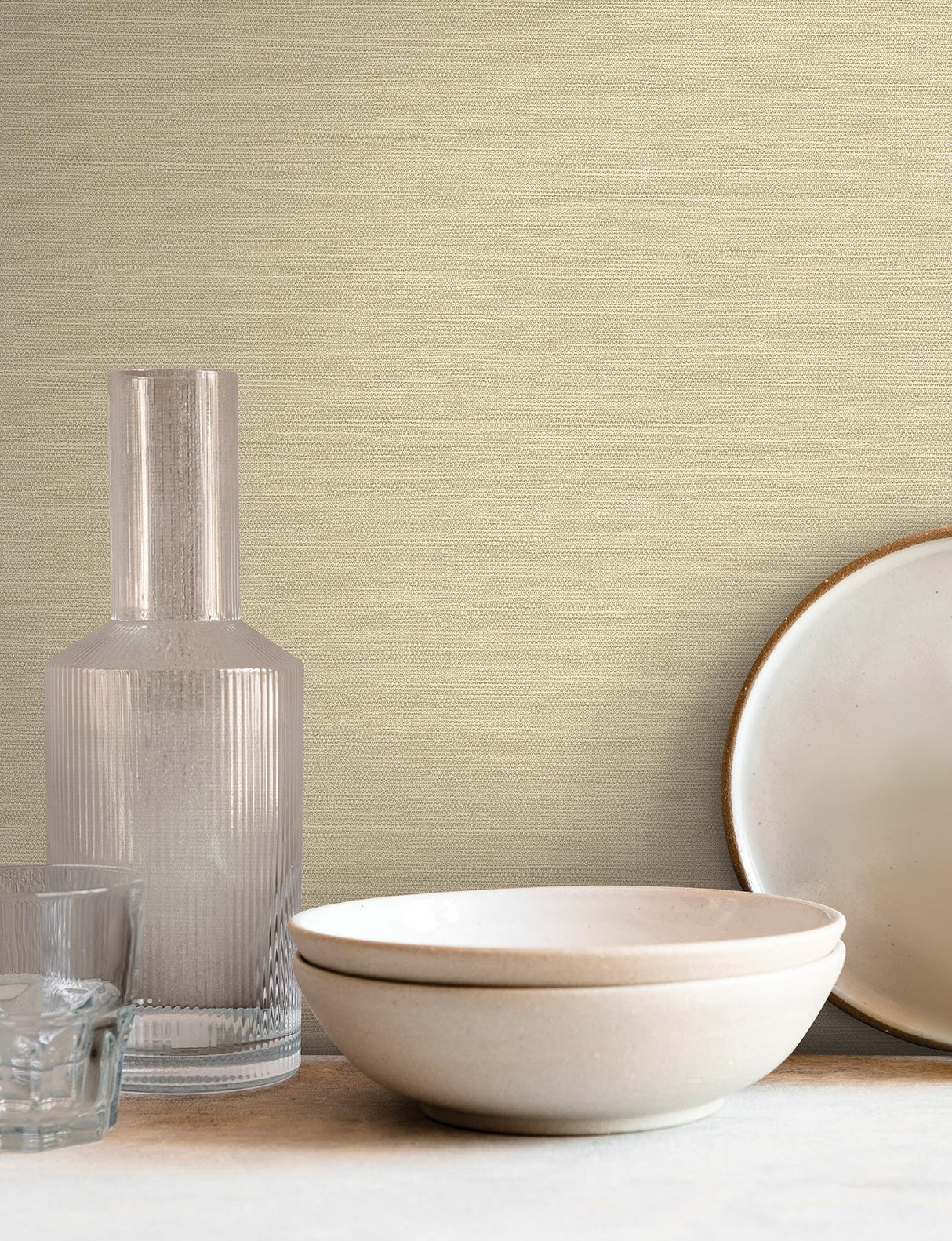 York Cream Shimmering Linen Cream Wallpaper