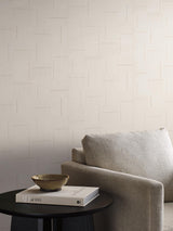 York Linen Geo Block Weave Beige Wallpaper