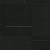 York Black Geo Block Weave Black Wallpaper