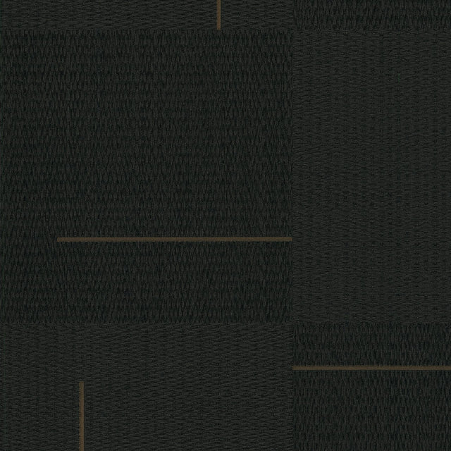 York Black Geo Block Weave Black Wallpaper