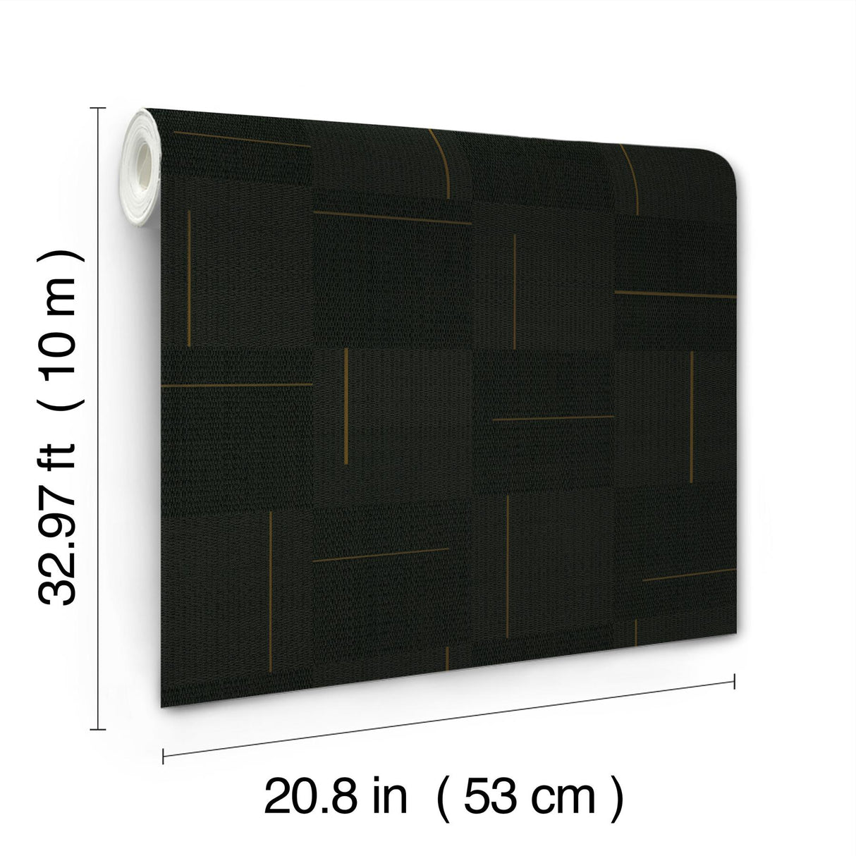 York Black Geo Block Weave Black Wallpaper