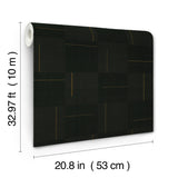 York Black Geo Block Weave Black Wallpaper