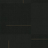 York Black Geo Block Weave Black Wallpaper