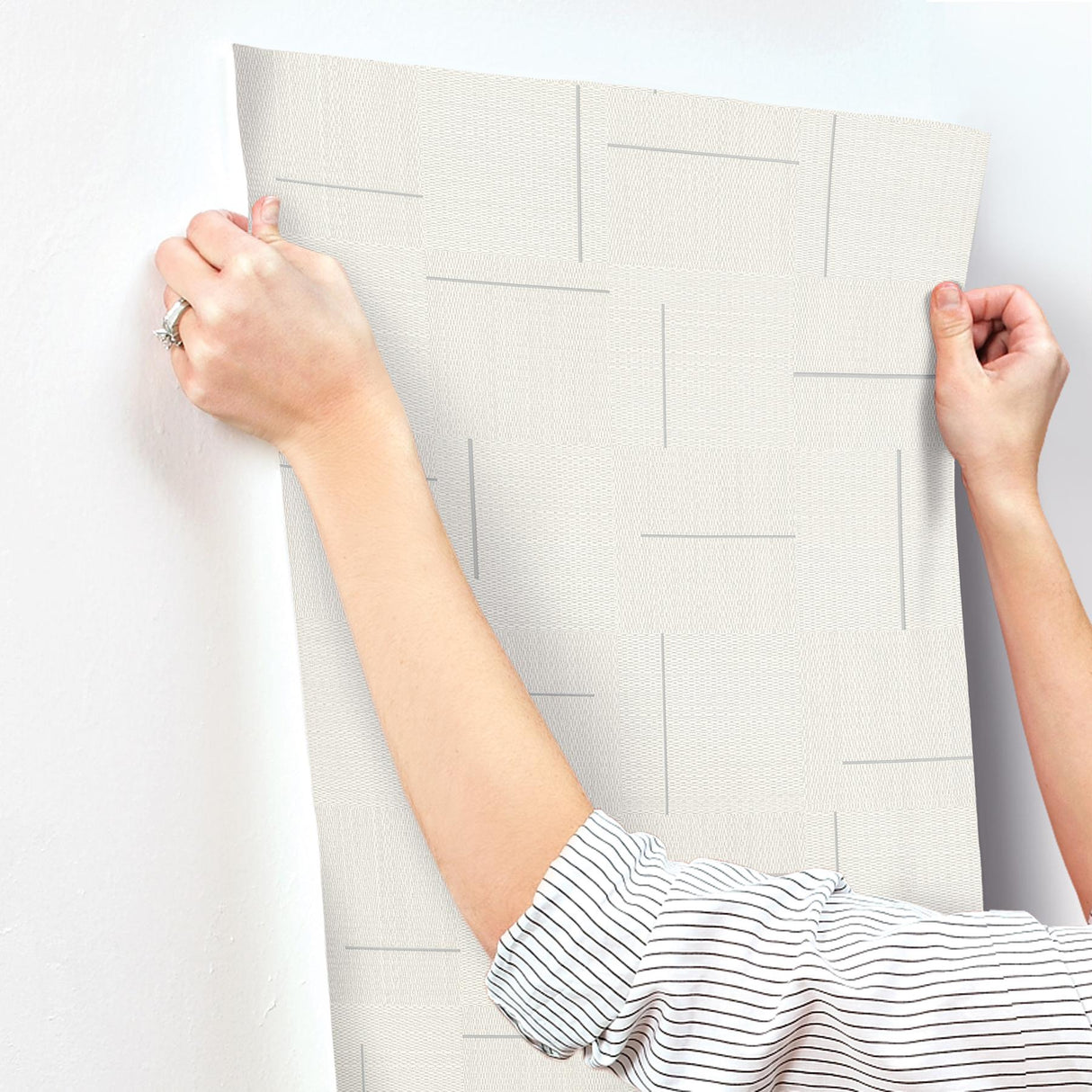 York Ivory Geo Block Weave Ivory Wallpaper
