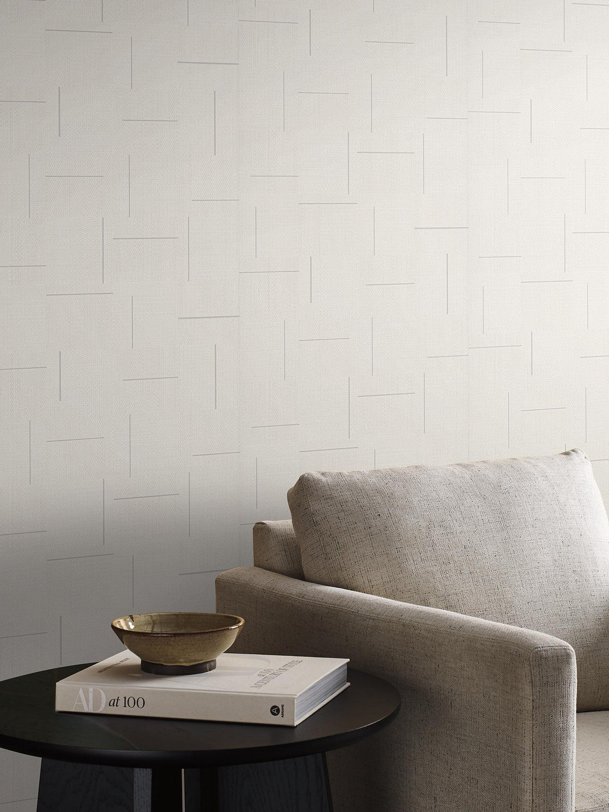 York Ivory Geo Block Weave Ivory Wallpaper
