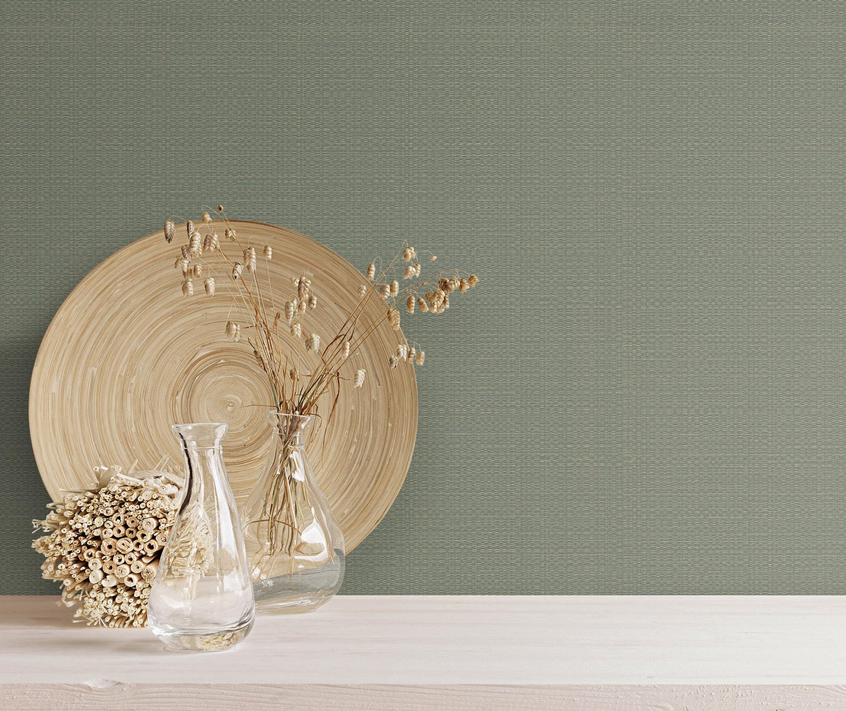 York Sage Bali Basketweave Green Wallpaper