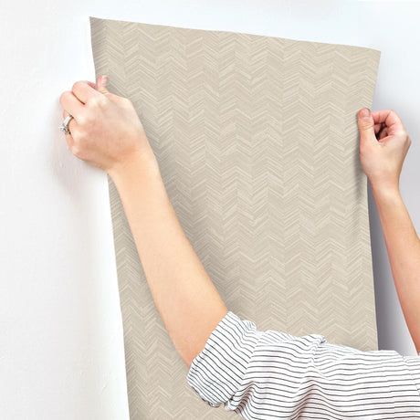 York Beige Raised Chevron Beige Wallpaper