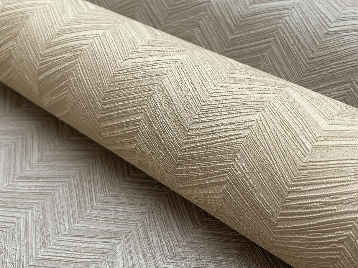 York Beige Raised Chevron Beige Wallpaper