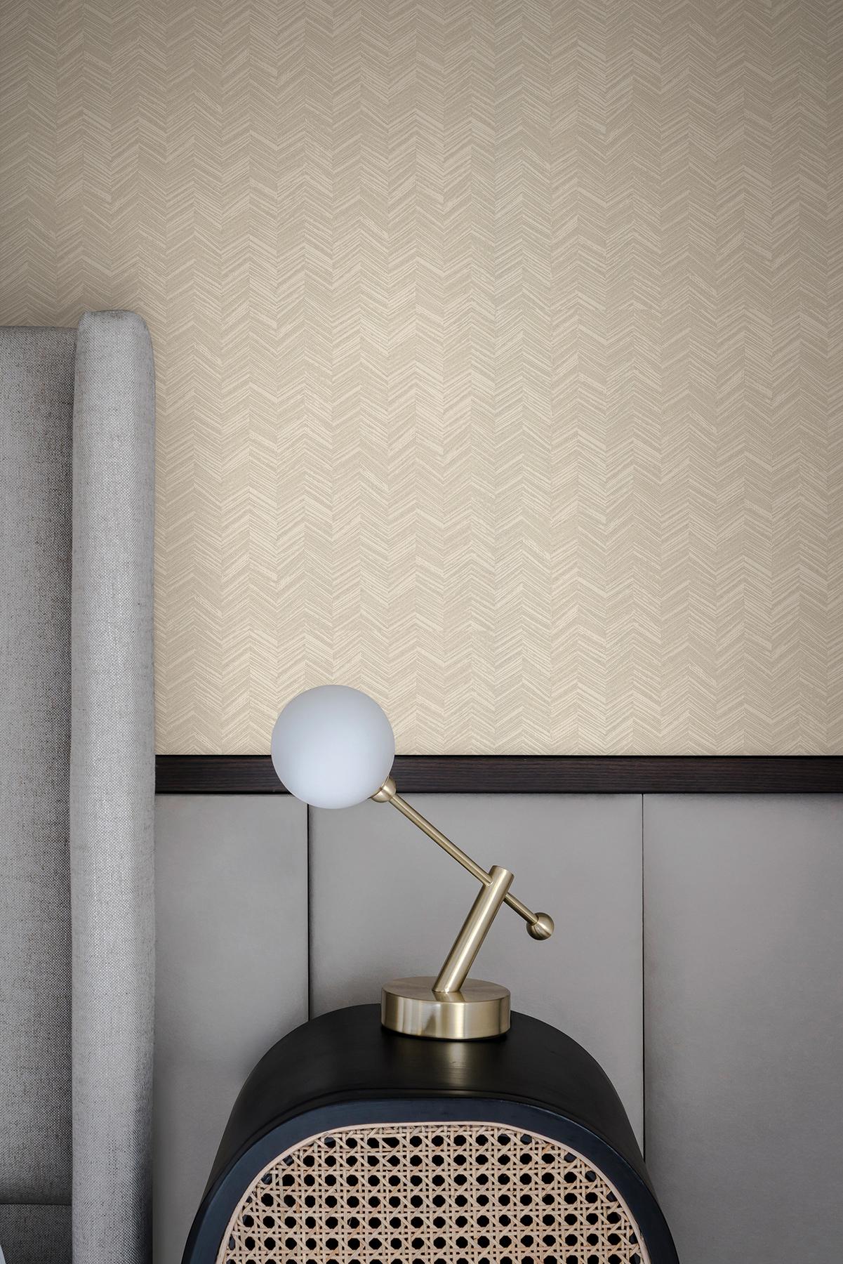 York Beige Raised Chevron Beige Wallpaper