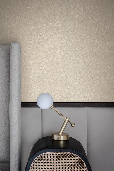 York Beige Raised Chevron Beige Wallpaper