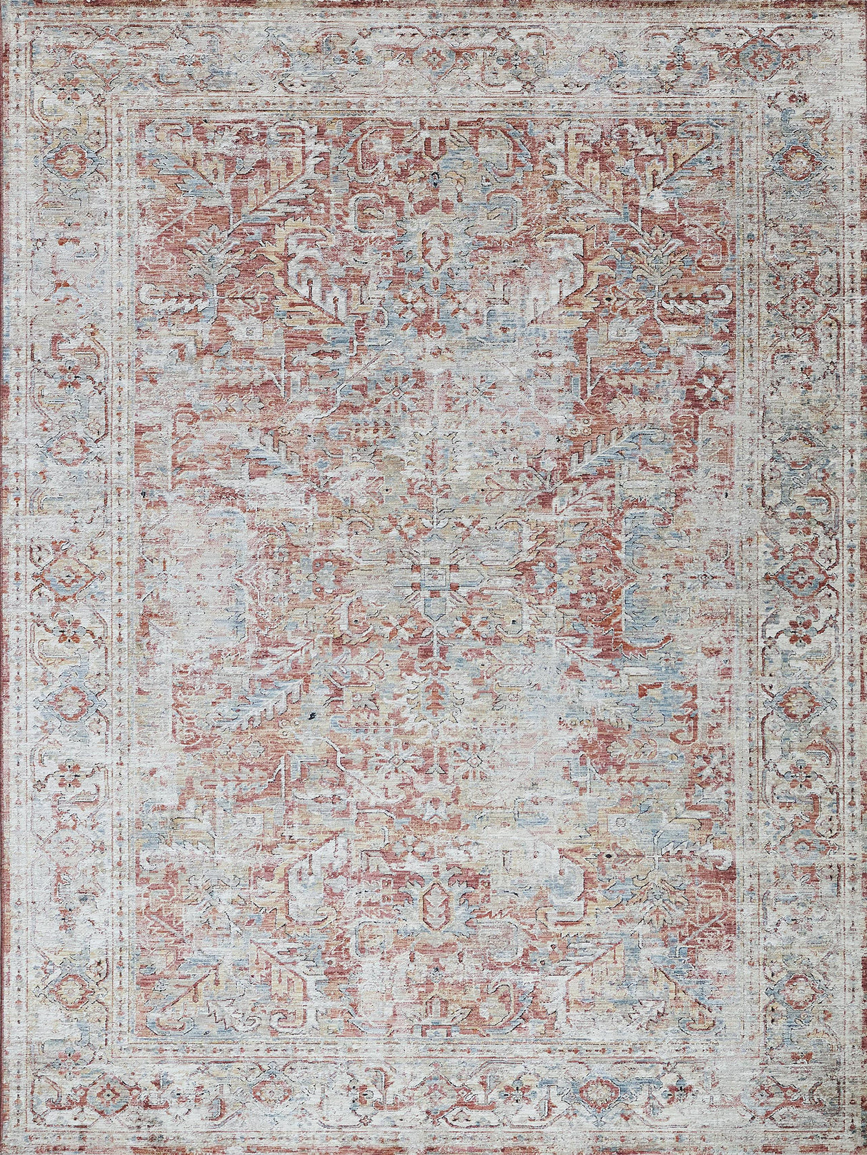 Exquisite Rugs Antique Loom 5593 Rust/Beige Polyester powerloom 15' x 12' Area Rug