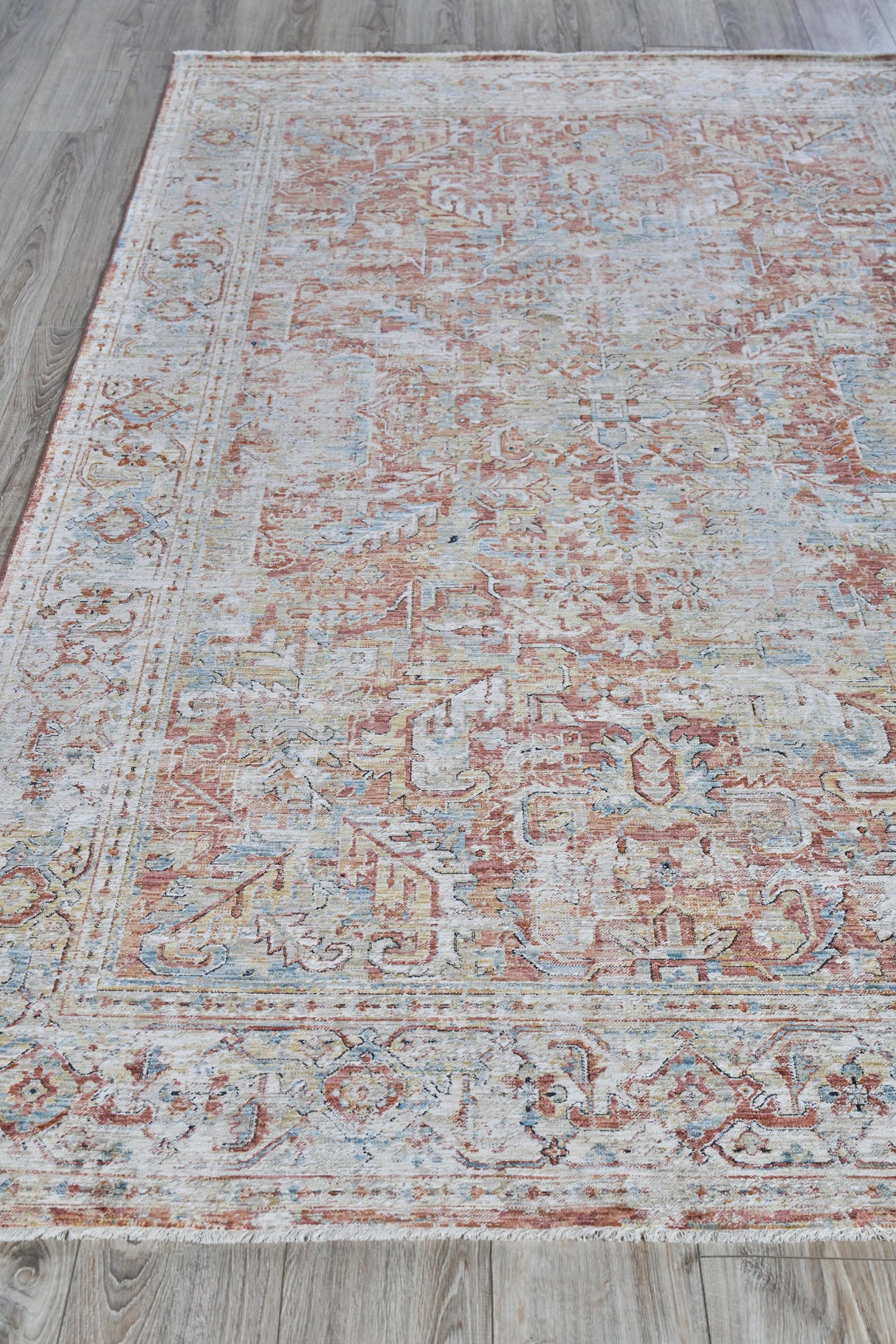 Exquisite Rugs Antique Loom 5593 Rust/Beige Polyester powerloom 15' x 12' Area Rug