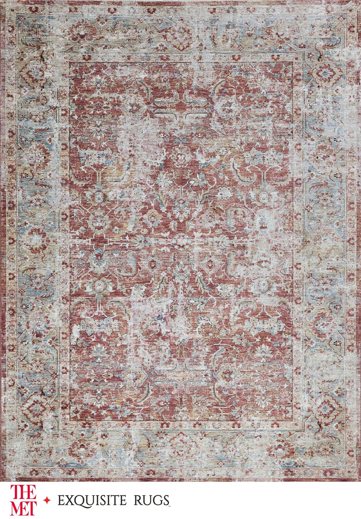 Exquisite The Met X Exquisite Rugs Antique Loom Rust/Blue Area Rug 0.02'X12.0' Rug