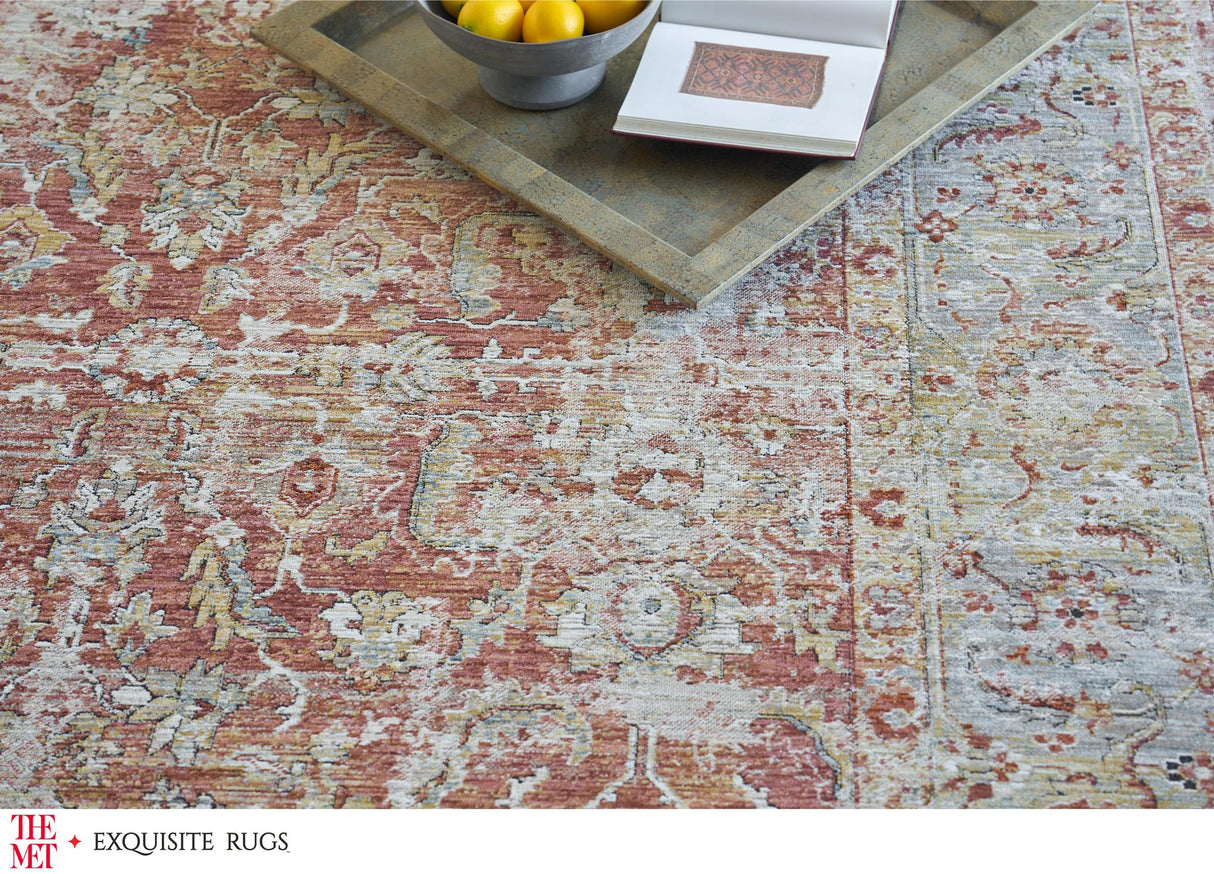 Exquisite The Met X Exquisite Rugs Antique Loom Rust/Blue Area Rug 0.02'X9.0' Rug