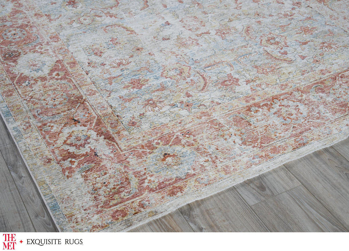 Exquisite The Met X Exquisite Rugs Antique Loom Blue/Rust Area Rug 0.02'X10.0' Rug