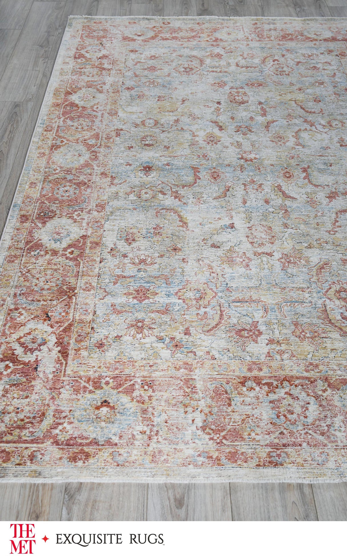 Exquisite The Met X Exquisite Rugs Antique Loom Blue/Rust Area Rug 0.02'X10.0' Rug