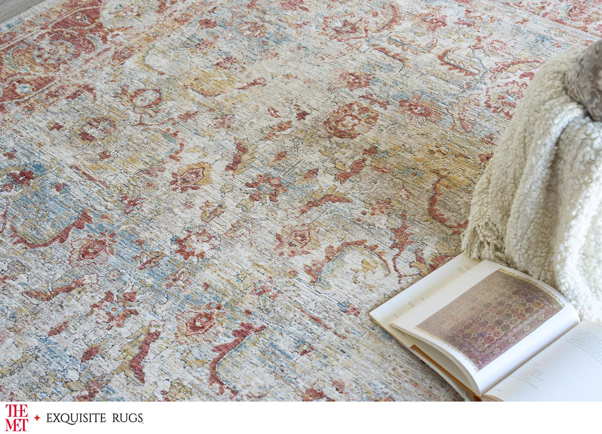Exquisite The Met X Exquisite Rugs Antique Loom Blue/Rust Area Rug 0.02'X10.0' Rug