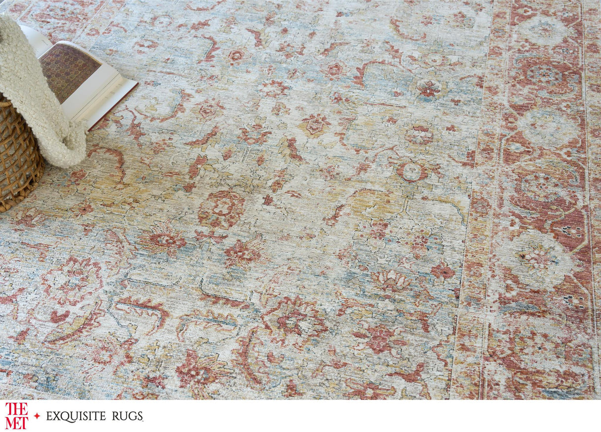 Exquisite The Met X Exquisite Rugs Antique Loom Blue/Rust Area Rug 0.02'X10.0' Rug