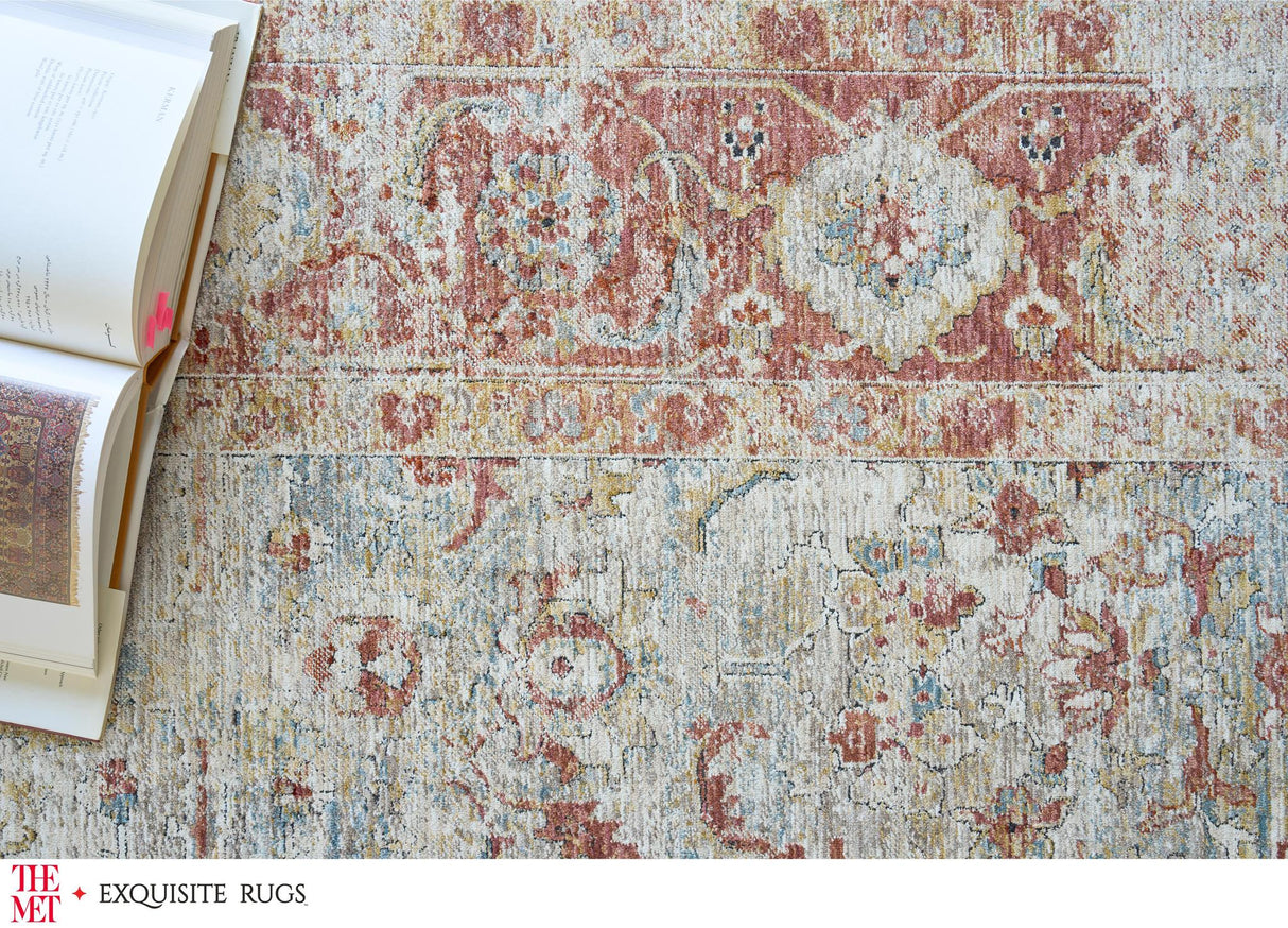 Exquisite The Met X Exquisite Rugs Antique Loom Blue/Rust Area Rug 0.02'X10.0' Rug